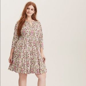 Plus size floral dress, long sleeve, spring